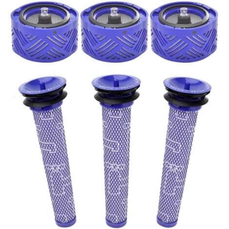 Lot de 6 filtres HEPA de rechange pour aspirateur Dyson V6 DC58 DC59 DC62 DC72 DC74 SV03 SV04 SV05 SV06 SV07 SV08 SV09 Absolute Animal Motorhead, références : 965661-01, 966741-01 (1/4)