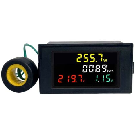 Compteur de tension et de courant alternatif multifonctionnel AC40-300V 100A moniteur de puissance d'affichage numérique LCD couleur 100A (1/4)