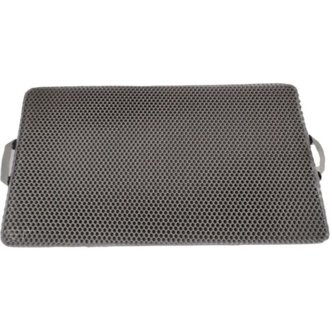 Tapis de litière pour chat double couche en EVA, lavable et facile à nettoyer – 55 x 75 cm, gris (modèle plat avec poignée) – RAPANDA (1/4)