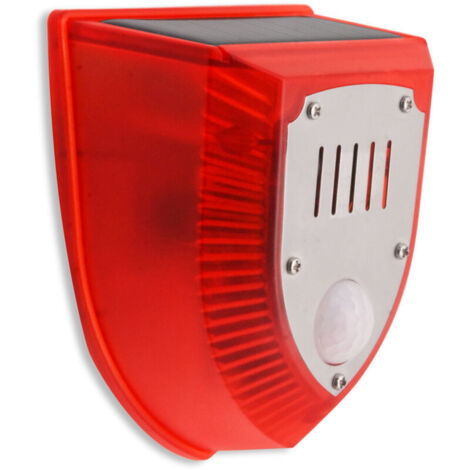 Alarme sonore solaire détecteur de mouvement alarme d'avertissement extérieur 120db son de sécurité flash éclairage étanche à la pluie mode jour et nuit pour maison villa cour ferme salle de stockage (1/4)