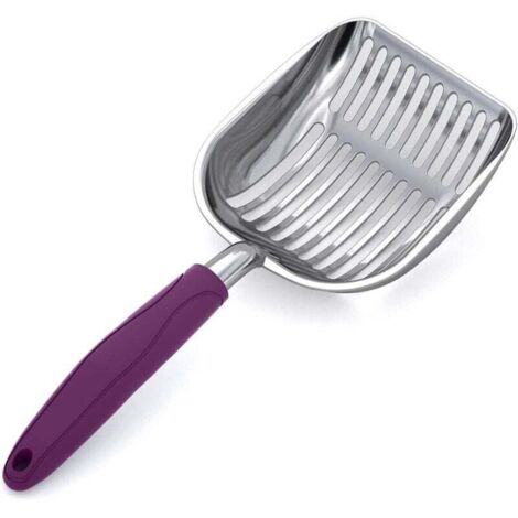 Cuillère de litière pour chat, couleur violette, 28 cm 10,8 cm 3,5 cm, 1 cuillère moyenne en aluminium métallique, bac à excréments pour chat (1/4)