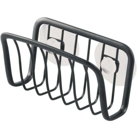 Porte-éponge avec ventouses (Noir), petit organiseur d'évier en métal pour éponge et grattoir à casseroles, aide pratique pour l'organisation de la cuisine (1/4)