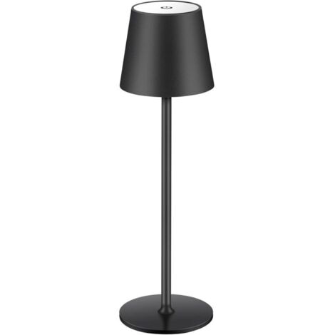 Lampe de bureau sans fil noire 10 x 10 x 38 cm, 1 LED, rechargeable, tactile, idéale pour les restaurants, les chambres et les bars. (1/4)