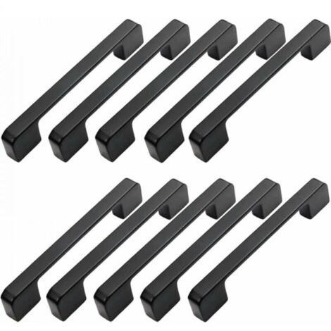 10pcs Poignée Meuble Entraxe 128mm-Poignée Porte Cuisine Noire Poignee Barre Meuble Poignee De Cuisine Noire 128mm (1/4)