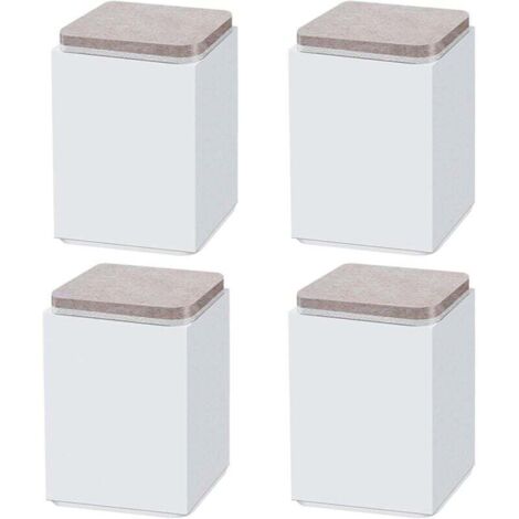 (Blanc 10cm) 4PCS pieds de support de meuble, booster en acier carbone auto-adhésif, carré 6x6cm, pour canapé, lit, meuble TV, booster de meuble, hauteur 5cm/10cm, noir/blanc/marron (1/3)
