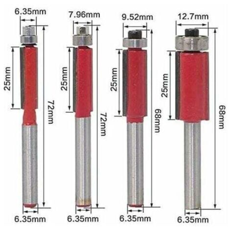 Fraise à Affleurer 3/4" X 2-1/2" Queue 1/2" – Fraise Droite Carbure Avec Roulement Supérieur Pour Défonceuse
