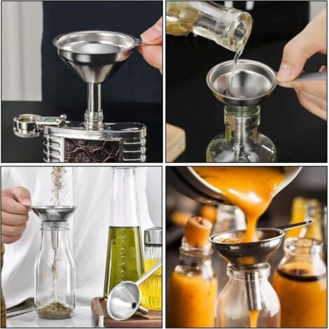 Mini Entonnoir En Inox Avec Long Manche - Pour Bouteilles D'huile, Liqueur, Flacons - Design Suspendu, Facile à Nettoyer - 2