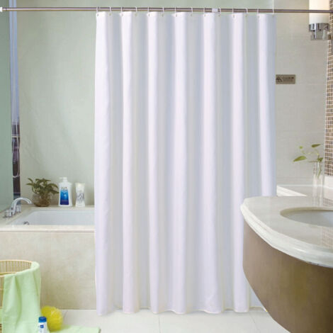 Rideau de douche 120 x 180 cm, rideau de douche en tissu blanc imperméable et résistant à la moisissure, lavable en machine, (1/4)