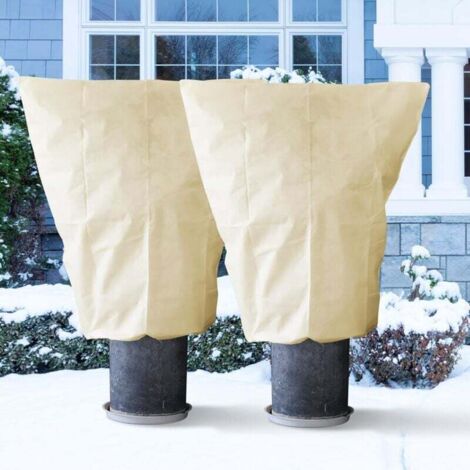 Housse de protection pour plantes d'hiver beige 2 pièces (80100cm) : avec fermeture éclair, adaptée aux plantes, résistante aux UV, réutilisable (1/4)