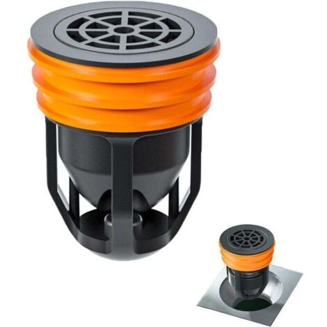 1 Siphon de sol noir orange anti-refoulement, siphon de sol à suspension magnétique anti-odeur, clapet anti-retour pour évier de douche, bouchon d'égout unidirectionnel pour salle de bain (1/4)