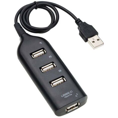 （Noir）USB 2.0 RéPartiteur de Multi-USB Haute Adaptateur de USB 4 Ports pour RéCepteur D'Ordinateur Portable Accessoires Informatiques (1/4)