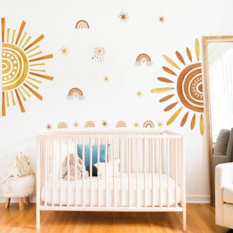 Stickers Muraux Enfants Arc en Ciel Soleil Autocollants Muraux Mural ...