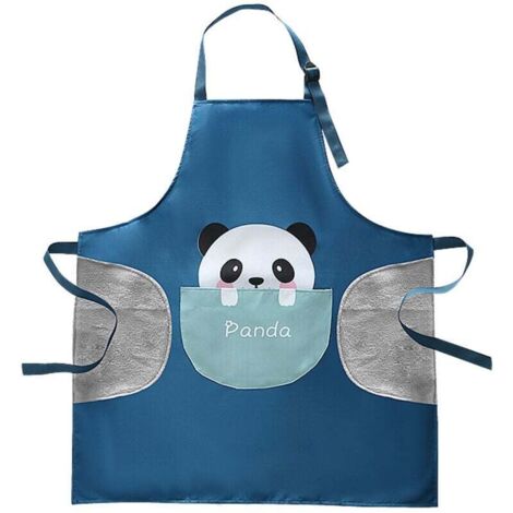 Table de tablier de cuisine et housse de tablier résistant à l'eau pour s'essuyer les mains (Panda bleu) (1/4)