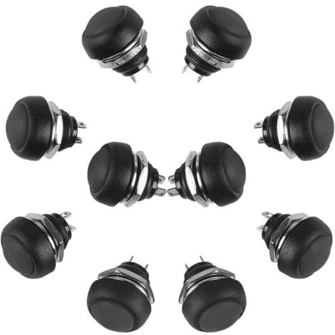 10 pièces 12mm bouton poussoir étanche momentané Mini bouton poussoir bouton poussoir ANKG-01 (noir) RÉUTILISABLE (1/4)