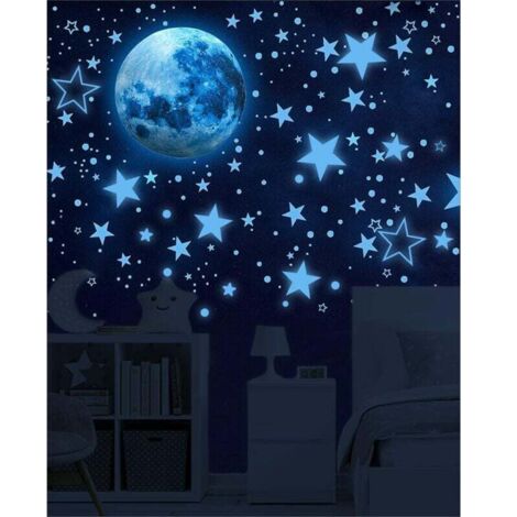 Autocollants fluorescents 1049 feuilles Étoiles phosphorescentes - autocollants pour enfants, plafond, autocollants fluorescents décoration de plafond chambre d'enfant (1/4)