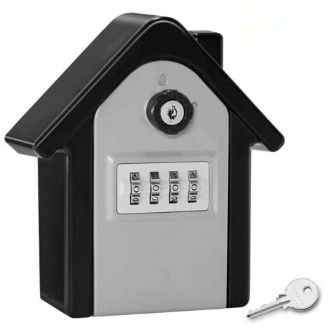 Boite a Cle Securisee Mural Boite a Clé avec Code Numérique & Clés d'urgence, Grand Key Safe Box Format Coffre a Clef Extérieur pour Maison, Bureau, Usine, Garages (1/4)