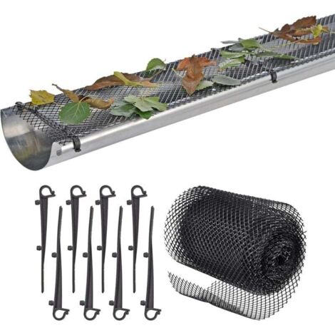 International Gouttière Tapis de Protection 6 m avec agrafes Grille Couverture Feuilles Protection gouttière Protection Feuilles Feuilles de pêche Stop (1/4)