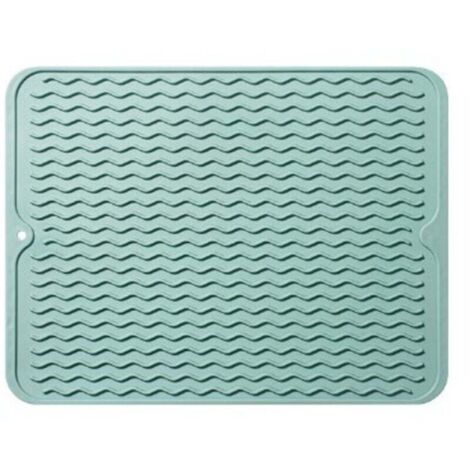 Vert Tapis de Séchage en Silicone, Grand Tapis égouttoir Isolation Thermique Antidérapant et Lsolation Thermique Tapis de Séchage Vaiss pour Séchage des Couverts et Assiettes(40cmx30cm) (1/4)