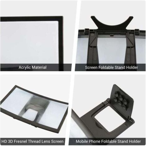 Loupe D'Écran Téléphone Portable 12 Pouces - Agrandisseur Projecteur 3D HD Pliable Pour Films Et Jeux
