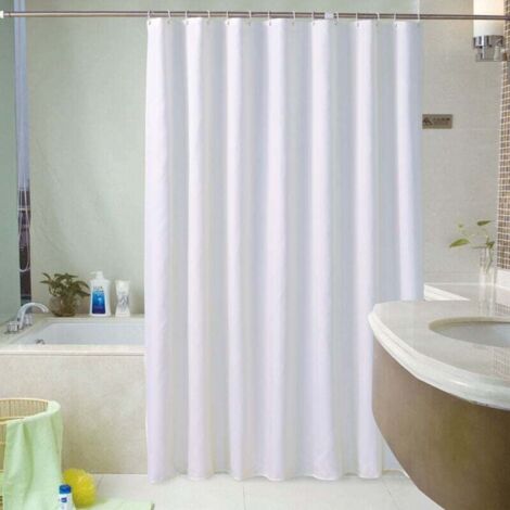 Rideau de douche 120 x 180 cm, rideau de douche en tissu blanc imperméable et résistant à la moisissure, lavable en machine, (1/4)