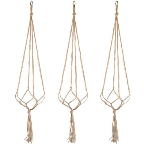 Langray – Suspension plante en jute naturel – Lot de 3 cintres 105 cm – Anneau inoxydable pour intérieur et extérieur – Décoration maison et jardin (1/5)