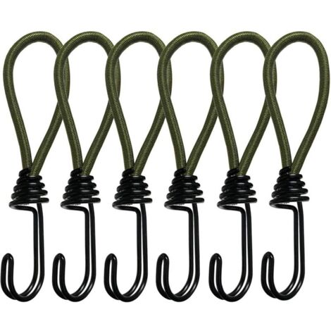 Vert - Cordon élastique 6 Pièces Avec Crochet, Tendeur En Caoutchouc 15 Cm Avec Crochet En Spirale Pour Le Camping Les Bagages Et Les Baches 71761788