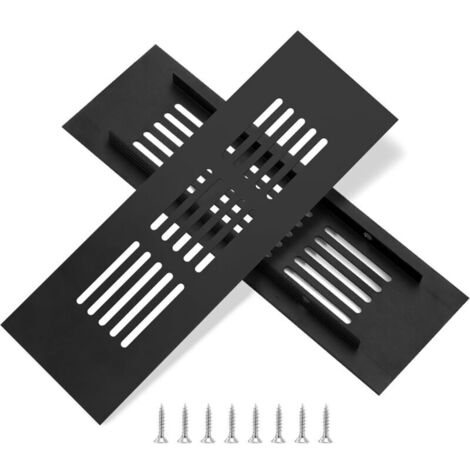 2 grilles de ventilation noires en aluminium, 45 x 8 cm, pour la ventilation des placards et des pièces (1/4)
