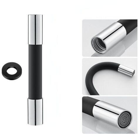 Noir 20cm Tuyau d'extension de robinet pulvérisateur à mousse d'eau tuyau d'extension flexible rotatif en silicone 360 ° de forme réglable, (1/4)