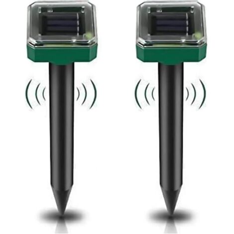 Lot de 2 répulsifs anti-taupes à énergie solaire pour jardin, répulsif antiparasitaire étanche IP65 pour gopher, campagnol et serpent – Répulsif animal haute sensibilité pour pelouse, jardin, cour (1/4)