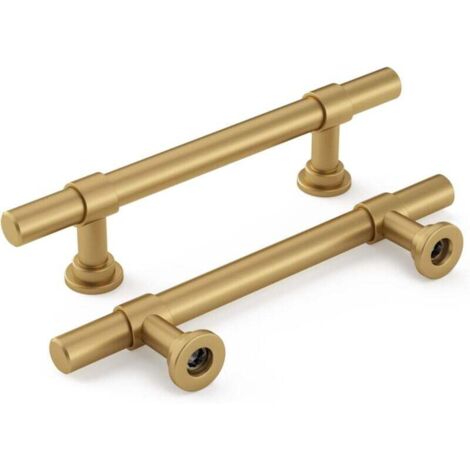 2 poignées dorées pour armoires et tiroirs. Entraxe des trous : 160 mm. Fabriquées en alliage d'aluminium et de zinc. Vis incluses.