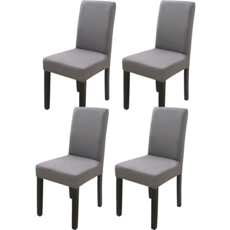 Housse de chaise à dossier haut gris foncé 4 pièces, 383847cm, moderne, élastique et lavable, adaptée à la salle à manger et à la cuisine