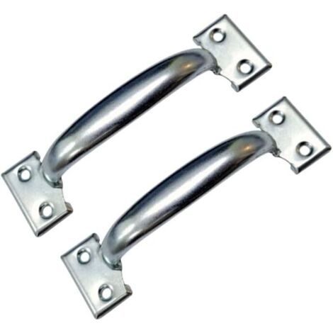 Lot de 2 poignées de porte de grange rétro pour armoires de cuisine, distance entre les trous : 58 mm, fer argenté (1/4)