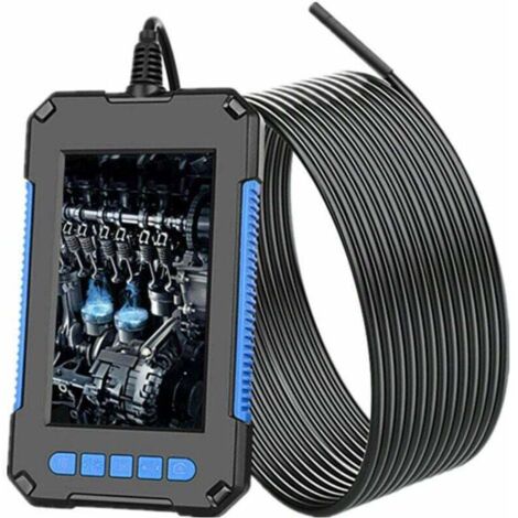 Endoscope industriel, caméra d'inspection numérique HD 1080p, écran 4,3, caméra serpent étanche 5,5 mm, avec 6 lumières LED, câble semi-rigide de 2 m - Bleu (1/4)