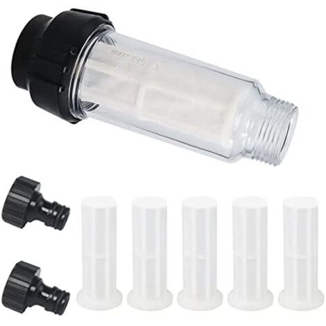 Tuyau D'Arrosage pour Filtre à , PréFiltre à de 3/4 Pouces avec 5 Inserts de Filtre + 2 Adaptateurs Rapides (1/4)