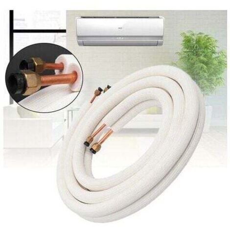 Tuyau en cuivre pour climatiseur 1/4 3/8 - Tuyau réfrigérant en cuivre et aluminium isolé - Pièces pour climatiseur - 3 mètres, Blanc