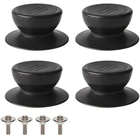Bouton de couvercle 4 pièces, bouton de remplacement de couvercle de cuisine universel, couvercle en verre, poignée de couvercle en verre - noir (1/4)