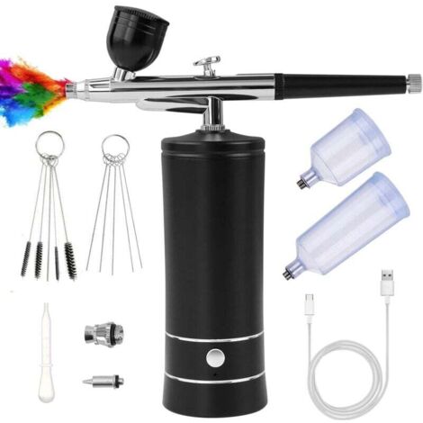Kit Aérographe Multi-Fonctions avec Compresseur , Pistolet Aérographe Portable pour Nail Art , Décoration de Gâteau , Maquillage , Modélisation de Tatouage , Modélisation de Modèle (1/4)