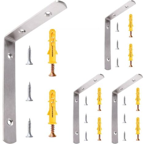 4 Pièces 110x150x20x3 mm Supports d'Étagère de L Équerre, Équerre de Coin en Acier Inox, Support de 90 Degrés, Support Charge Lourde, avec Vis, pour Étagère (1/4)