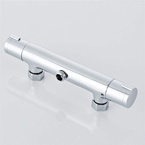 Mitigeur de douche thermostatique pour salle, Robinet de Baignoire avec Thermostat Arrêt de Sécurité à 38°C, Mural Robinet de Douche avec 2 Sorties, argent (1/4)