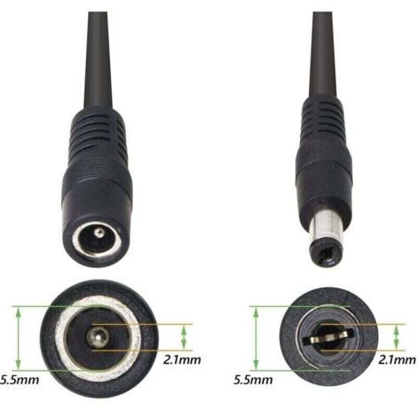 5.5/2.1MM 12V DC câble d'alimentation Splitter 1 mâle à 2 connecteurs Femelles CCTV DC Splitter 1 mâle à 2 Splitter câble Femelle (0,3M) (1/4)