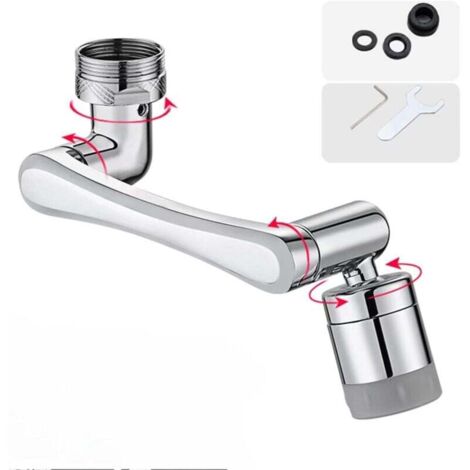 Robinet rotatif 1440° - 2 jets , aérateur multifonction pour cuisine/salle de bain , argent (1/4)
