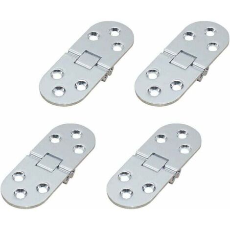 4Pcs Charnières de Table Pliantes, Plat Porte Cabinet pliable Charnières, Zinc Métal Round Edge Machine à Coudre Table Pliante Meubles Flip Plateau Charnière, pour Meubles Armoire (Argent) (1/4)