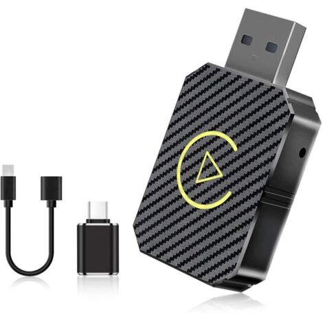 Carplay sans Fil, Adaptateur Carplay sans Fil, Carplay Android Auto, Carplay sans Fil, 2 en 1 Wireless Carplay Adapter pour Voitures équipées De Carplay & AA,USB C/A (Noir)