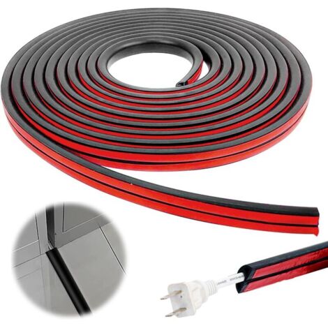 Cache Cable Flexible, Passe Cable Sol, Auto-Adhésif de Goulotte Electrique, pour Cachez et Protégez Les Câbles Facilement et Prévient Les Accidents, 20mm×10mm - 6m (Black) (1/4)