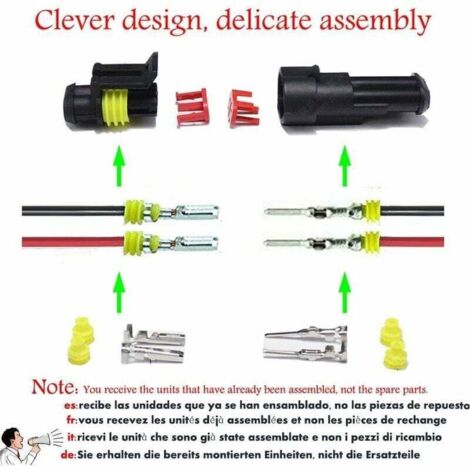 Connecteur étanche,connecteurs de Fils électriques autobloquants à 2 Broches avec Fil 16 AWG Marine pour Les connexions de Voiture,Camion,Bateau et Autres Fils. (5pack) (2pin Connector) (1/3)