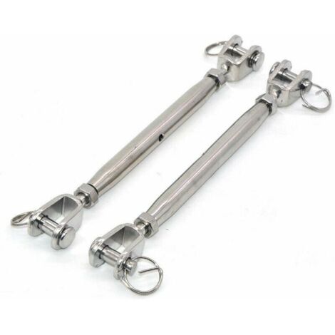Lot de 2 tendeurs à mâchoires M6 en acier inoxydable 304 avec fermoir magnétique,tendeur de câble en acier inoxydable, tendeur fil avec embouts soudés et fermés,Vis de fermeture en inox Tendeur de boul (1/4)