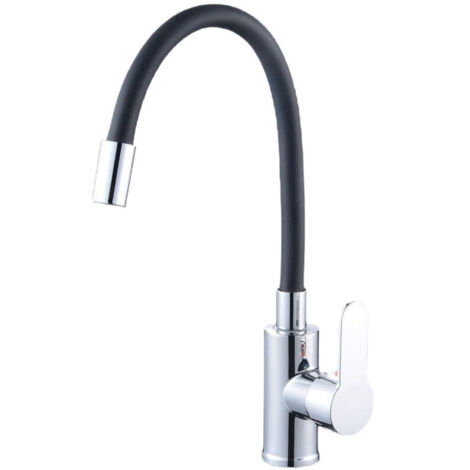 Mitigeur d'évier avec bec flexible , mitigeur de cuisine flexible rotatif à 360° avec filtre économiseur d'eau (1/4)