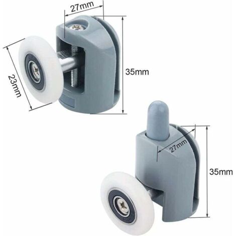 Roulette Porte Coulissante Douche 8 Pièces Roulettes pour Porte de Douche 23mm Galets de Porte de Douche Roulettes Cabine de Douche pour Salle de Bain, 4 Supérieures et 4 Inférieures (1/4)