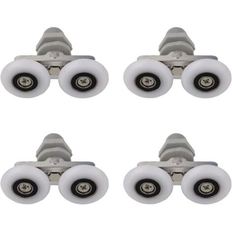 Roulettes Doubles pour Porte de Douche Roulettes pour Porte de Douche Roulettes Coulissantes Porte Salle de Bain Douche Rouleau de Douche de Rechange,Pièces de rechange pour salle de bain 25mm 4 PCS (1/4)
