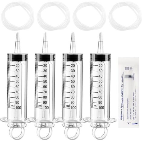 4 Pièces 100ml Outils de Mesure de Liquide en Plastique, avec 4 130cm Tube et Capuchon, Emballage Individuel, Tube Polyvalent de Mesure, pour Laboratoire Industriel, Distribution de Liquide (1/4)
